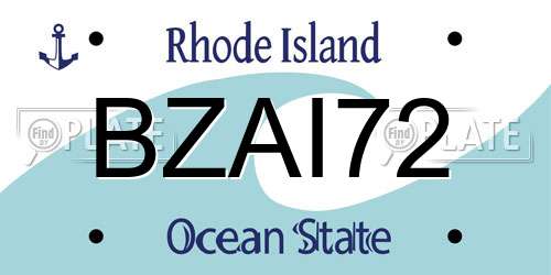 BZAI72 Rhode Island License Plate