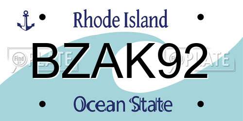 BZAK92 Rhode Island License Plate