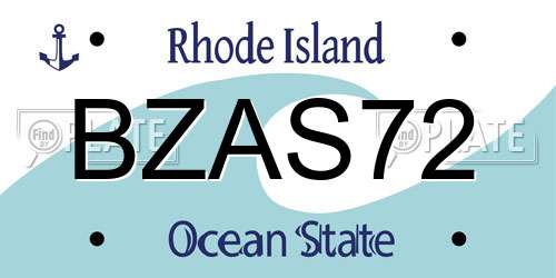 BZAS72 Rhode Island License Plate