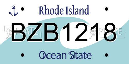 BZB1218 Rhode Island License Plate