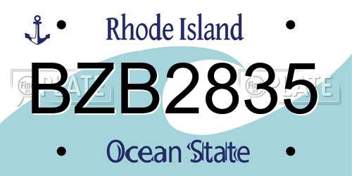 BZB2835 Rhode Island License Plate