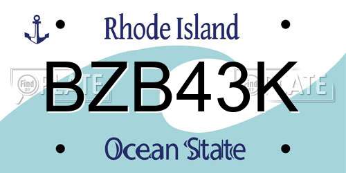 BZB43K Rhode Island License Plate