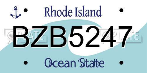 BZB5247 Rhode Island License Plate