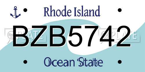 BZB5742 Rhode Island License Plate