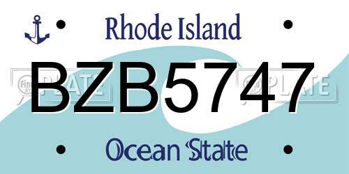 BZB5747 Rhode Island License Plate