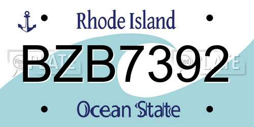 BZB7392 Rhode Island License Plate