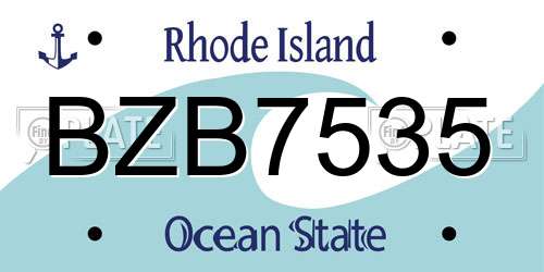 BZB7535 Rhode Island License Plate
