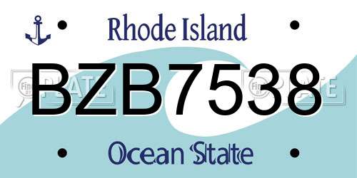 BZB7538 Rhode Island License Plate