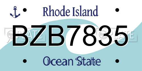 BZB7835 Rhode Island License Plate