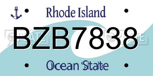 BZB7838 Rhode Island License Plate