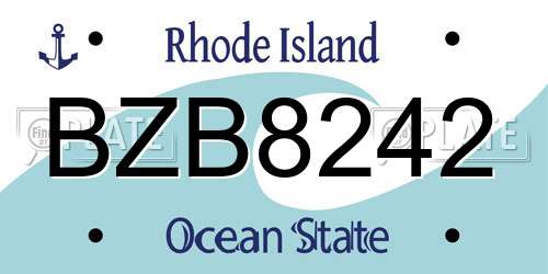 BZB8242 Rhode Island License Plate