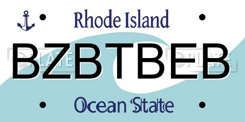 BZBTBEB Rhode Island License Plate