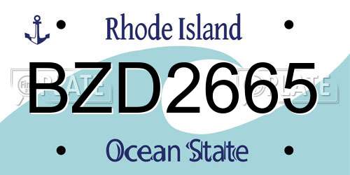 BZD2665 Rhode Island License Plate