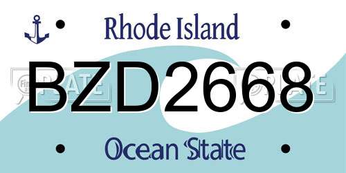 BZD2668 Rhode Island License Plate