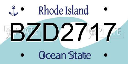 BZD2717 Rhode Island License Plate