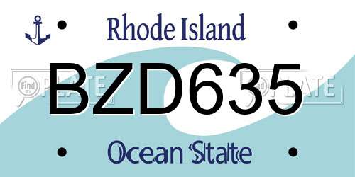 BZD635 Rhode Island License Plate