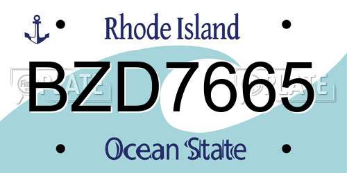 BZD7665 Rhode Island License Plate