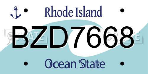BZD7668 Rhode Island License Plate