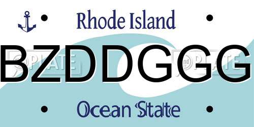 BZDDGGG Rhode Island License Plate
