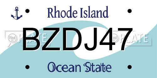 BZDJ47 Rhode Island License Plate