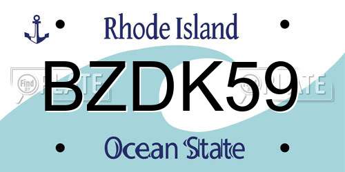 BZDK59 Rhode Island License Plate