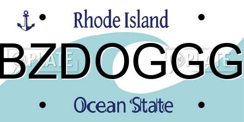 BZDOGGG Rhode Island License Plate