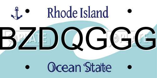 BZDQGGG Rhode Island License Plate