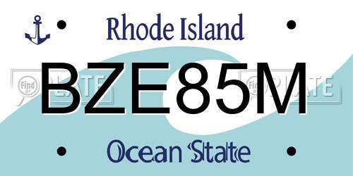 BZE85M Rhode Island License Plate