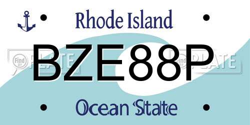 BZE88P Rhode Island License Plate