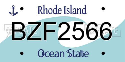BZF2566 Rhode Island License Plate