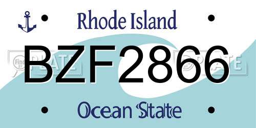 BZF2866 Rhode Island License Plate