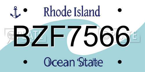 BZF7566 Rhode Island License Plate