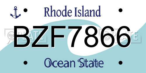 BZF7866 Rhode Island License Plate