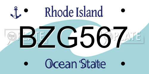 BZG567 Rhode Island License Plate