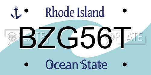 BZG56T Rhode Island License Plate