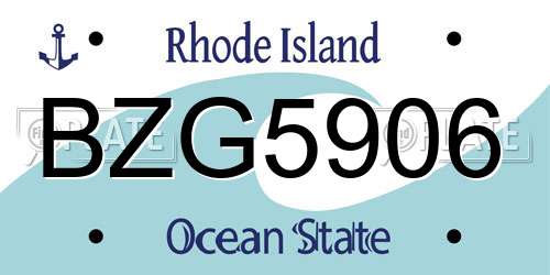 BZG5906 Rhode Island License Plate
