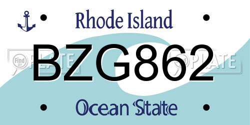 BZG862 Rhode Island License Plate