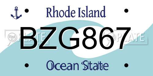 BZG867 Rhode Island License Plate