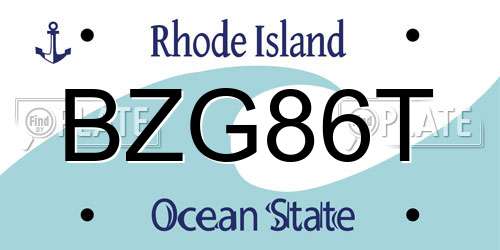 BZG86T Rhode Island License Plate