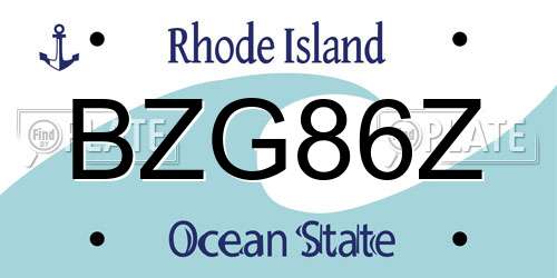 BZG86Z Rhode Island License Plate