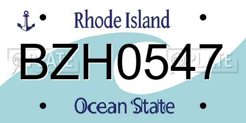 BZH0547 Rhode Island License Plate