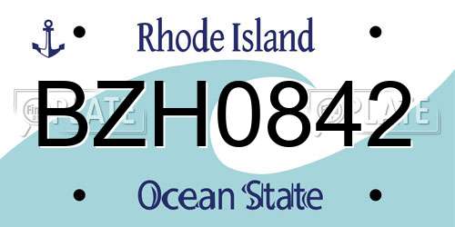 BZH0842 Rhode Island License Plate