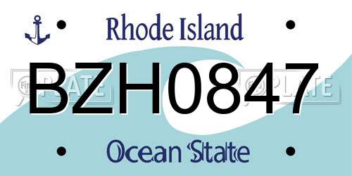 BZH0847 Rhode Island License Plate