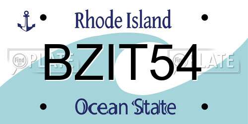 BZIT54 Rhode Island License Plate