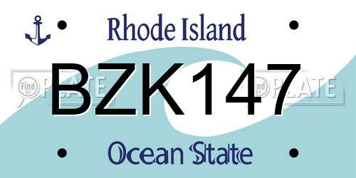 BZK147 Rhode Island License Plate