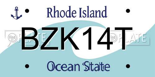 BZK14T Rhode Island License Plate