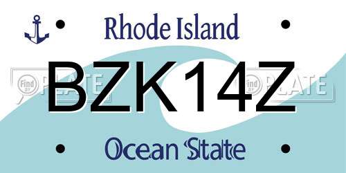 BZK14Z Rhode Island License Plate