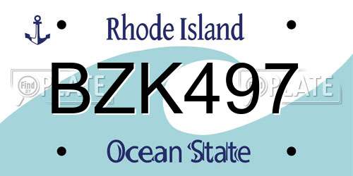 BZK497 Rhode Island License Plate
