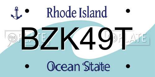 BZK49T Rhode Island License Plate