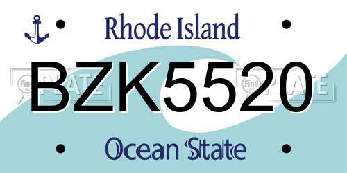 BZK5520 Rhode Island License Plate